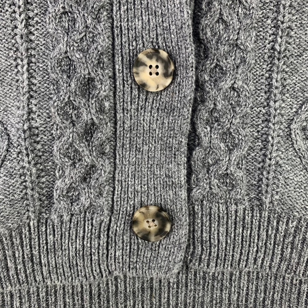 Madewell Cableknit Cardigan Sweater Women M Gray Cropped V-Neck Wool Metallic - Picture 5 of 11
